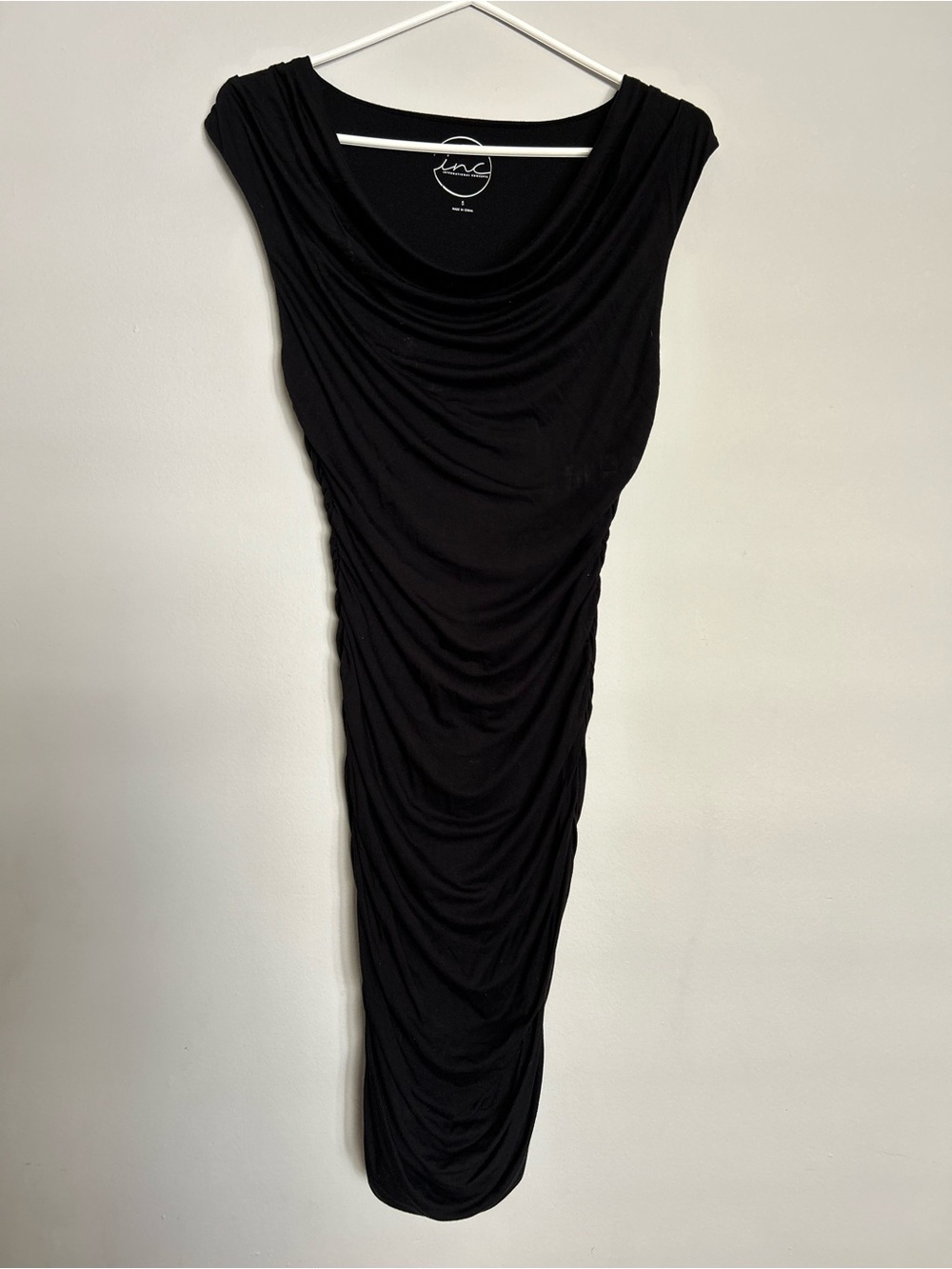 INC International Concepts Black Ruched Bodycon Dress size S